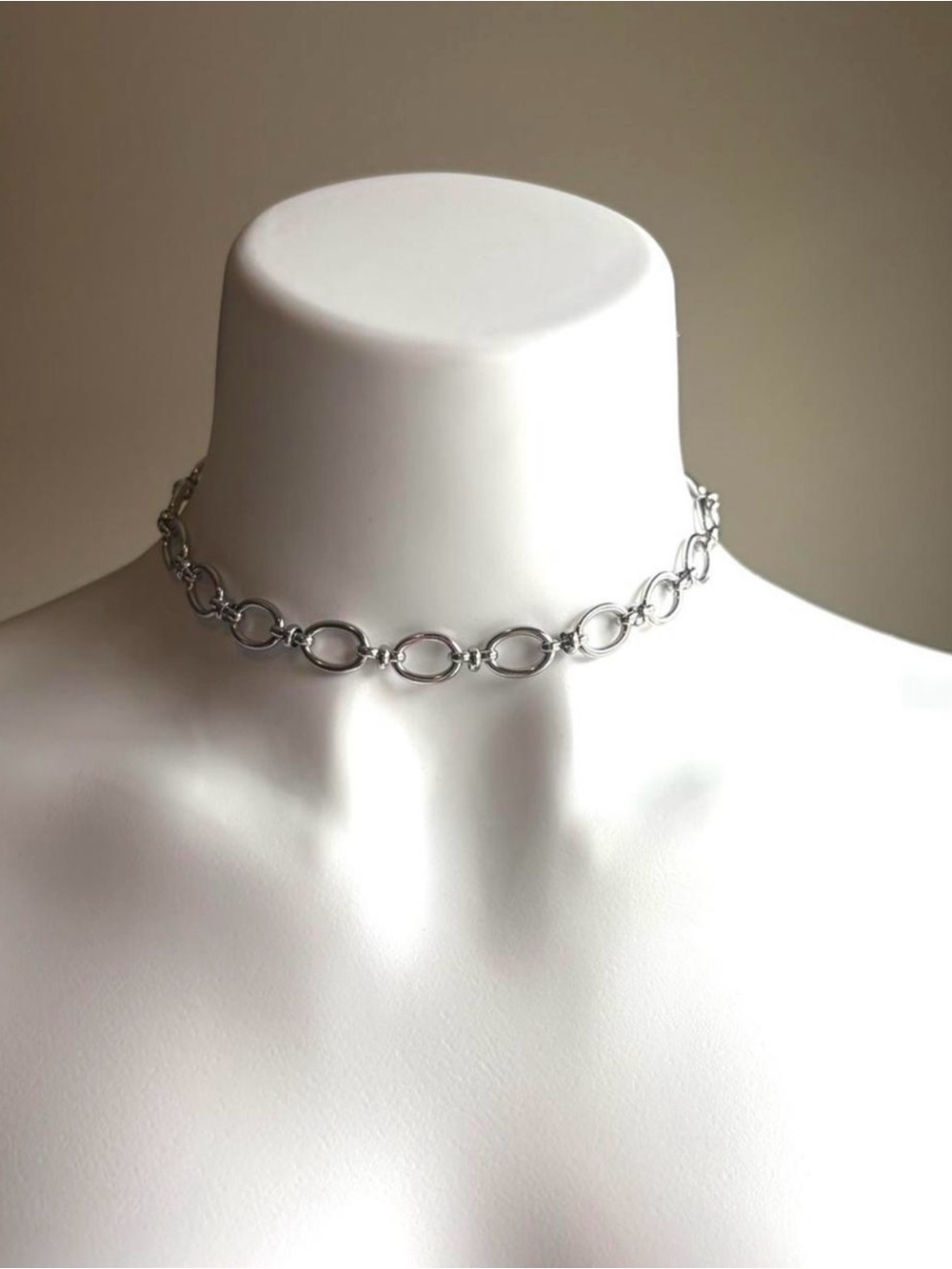 Stainless Steel Silver Link Choker Necklace - Silver